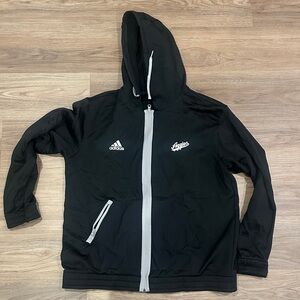 adidas Black Hoodie Jacket with White Trim